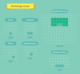 a diagram showing the different sizes of buildings in animal crossing new horizons