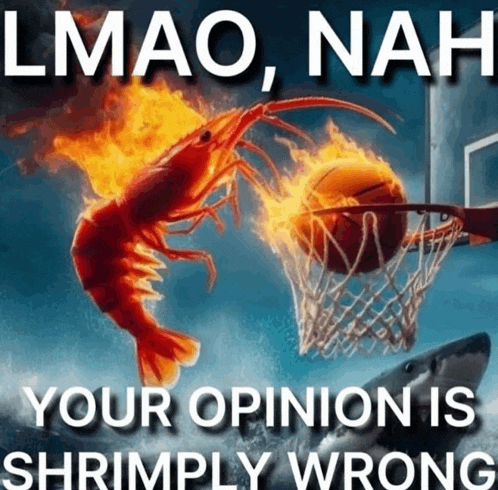 a picture of a shrimp shooting a basketball into a hoop