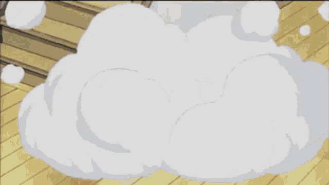 a cartoon character is making a funny face while holding her hands up .
