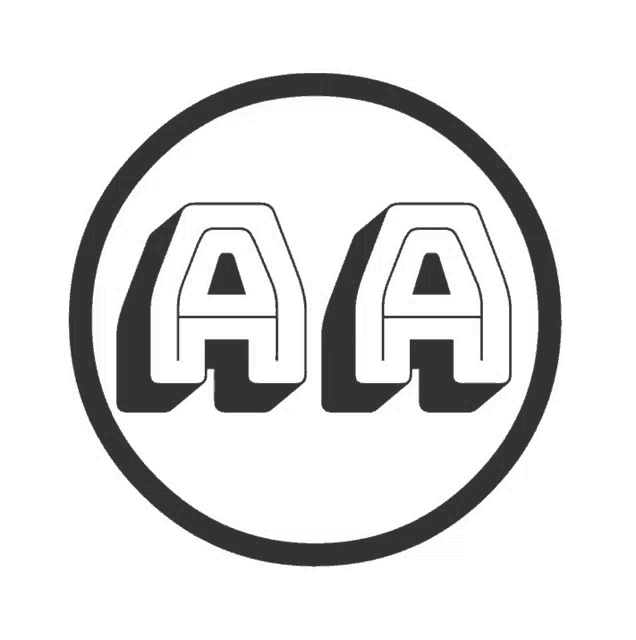 a black and white logo that says aa on it