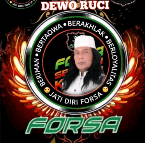 a man in a white hat is in a circle that says forsa on it