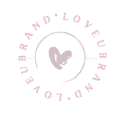 a logo for a brand called love brand with a heart in the center