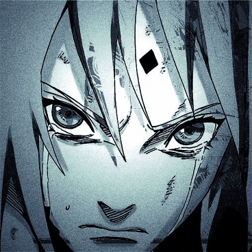 a black and white drawing of a person 's face with a square in the middle