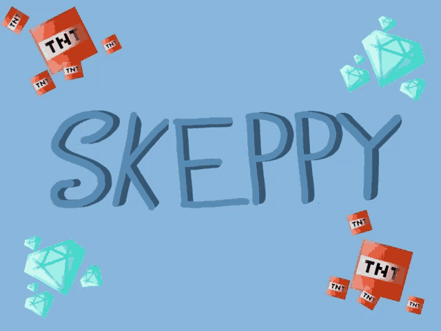 the word skeppy is surrounded by tnt and diamonds