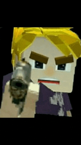 a cartoon character pointing a gun at the camera