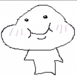 a pixel art drawing of a cloud with a face on it