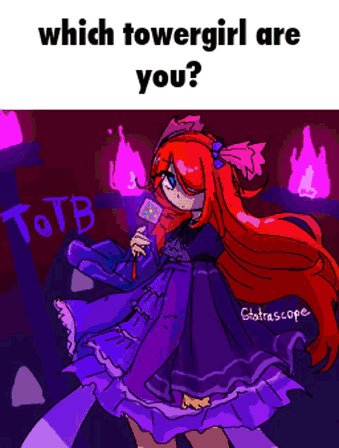 two anime girls are standing next to each other and the caption says which towergirl are you