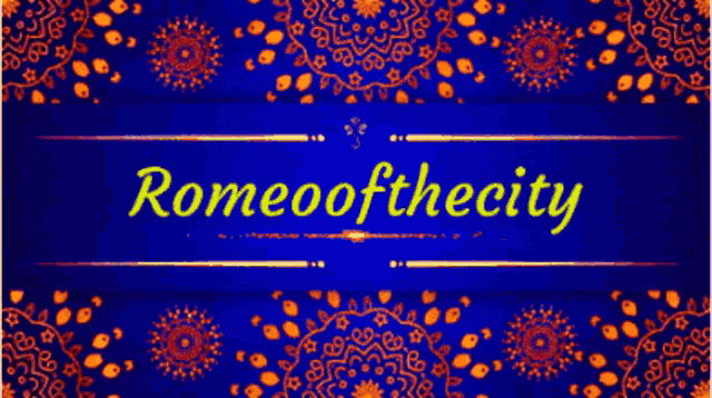 a blue background with the word romeo of the city