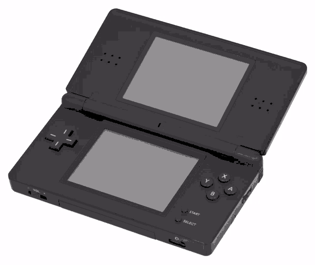 a black nintendo ds game console is open and ready to be used