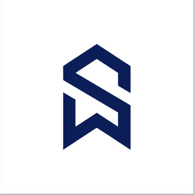 a blue and white logo with the letters csw