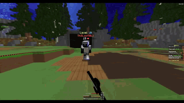 a screenshot of a minecraft game shows a character with a sword and says level 10