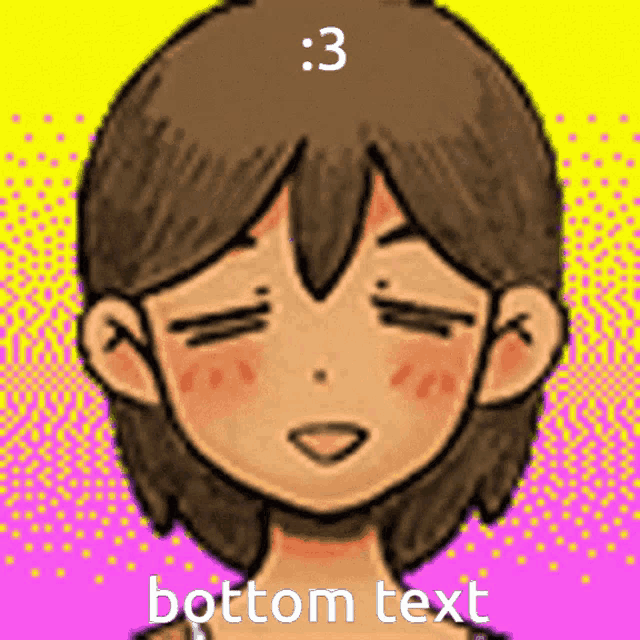a cartoon of a girl with the number 3 on her head and the words bottom text below her