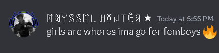 a screenshot of a discord message that says girls are whores