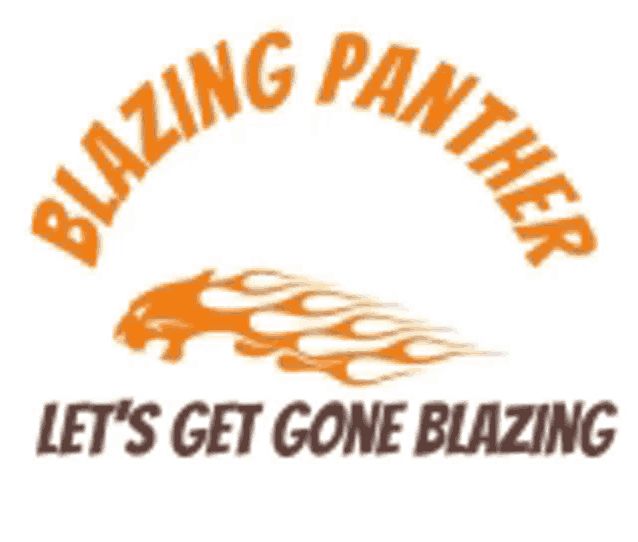 a logo for the blazing panther with flames