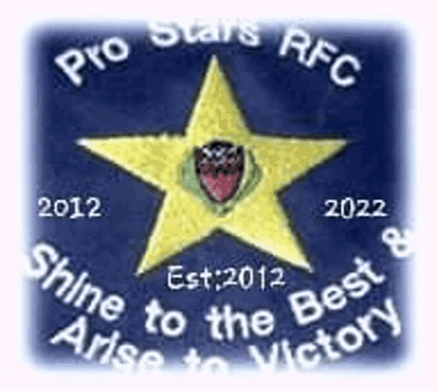 a logo for pro stars rfc with a yellow star on a blue background .