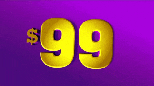 a purple background with the number 99 and a dollar sign on it