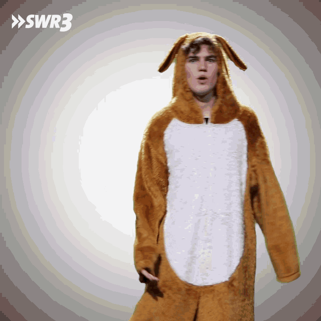a man in a bunny costume with swr3 on the bottom right