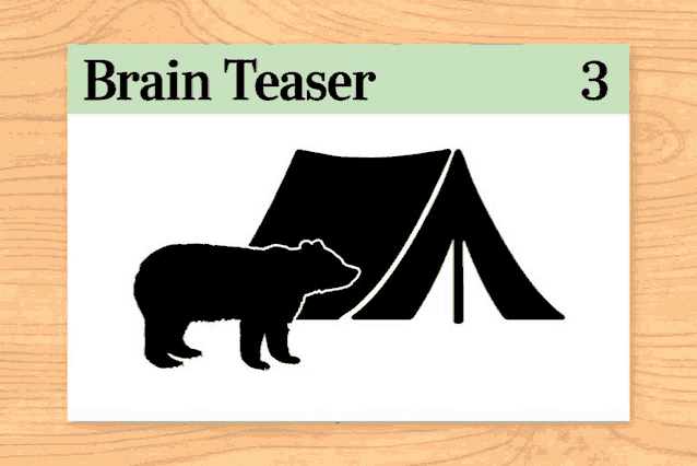 a silhouette of a bear standing next to a tent with the number 3 on it