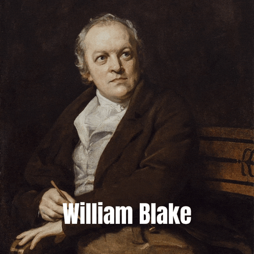 a painting of william blake is displayed on a poster
