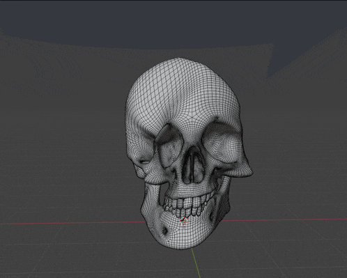 a 3d model of a skull is displayed on a dark background