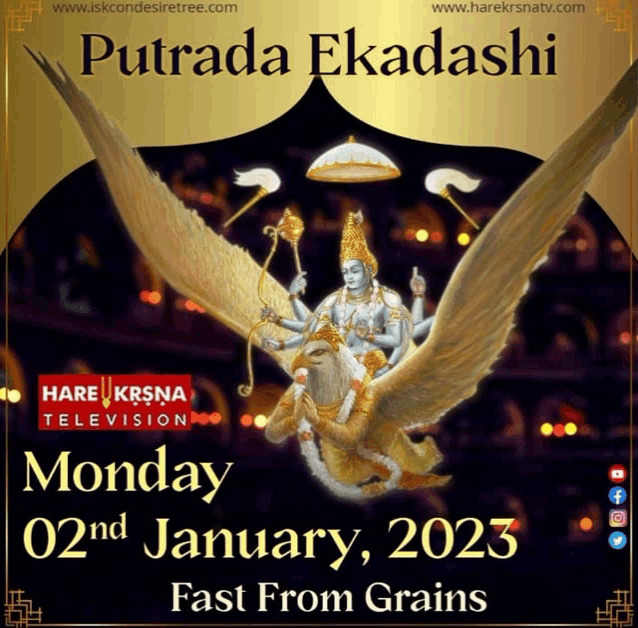 a poster for putrada ekadashi on january 2nd