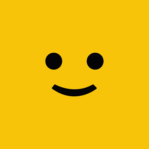 a yellow smiley face with black eyes and a black smile