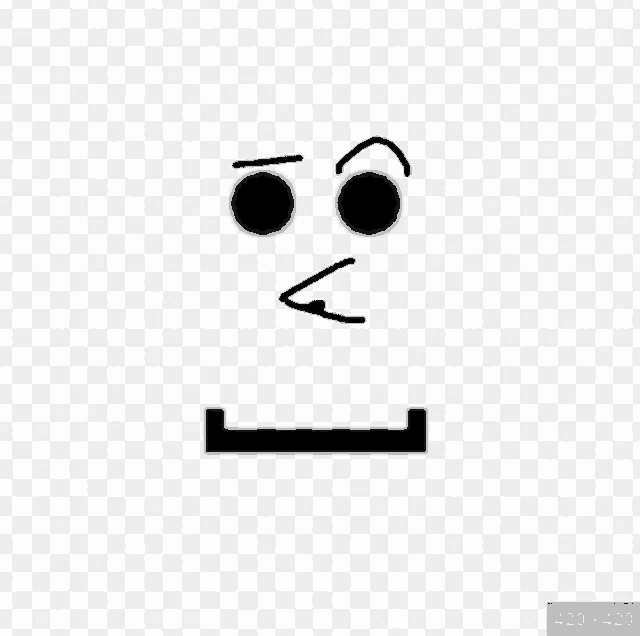 a black and white drawing of a face with a slight smirk on a transparent background .