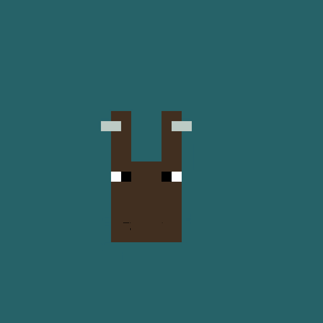 a pixel art of a deer with antlers on a green background .