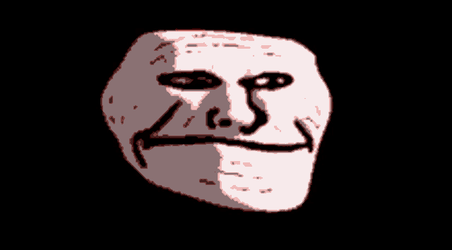 a drawing of a troll face with a smile on it 's face