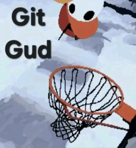 a basketball hoop with the words git gud on the bottom