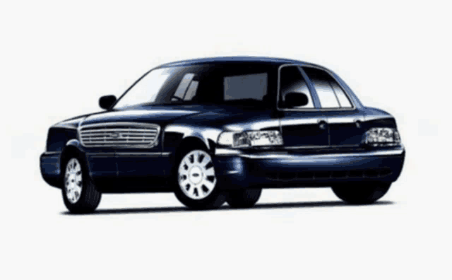 a blue ford car with silver wheels is sitting on a white background