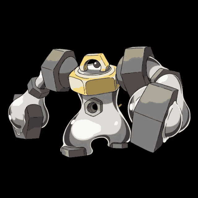 metagross is a pokemon that looks like a mechanical robot with a screw on its head .