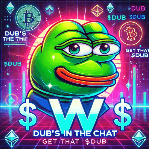 a cartoon frog with the words dub 's in the chat on it