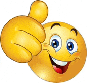 a yellow smiley face is giving a thumbs up