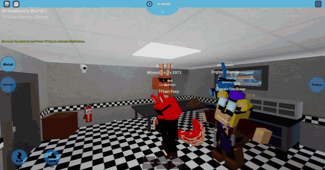 a screenshot of a roblox game shows a few characters including a red fox