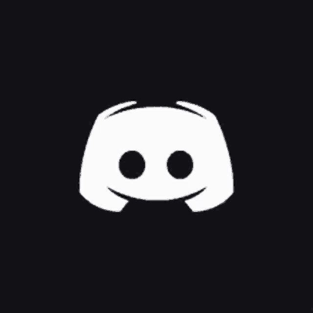 a white discord logo with two eyes on a black background .