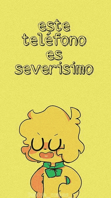 a cartoon character with the words este telefono es severisimo written on it