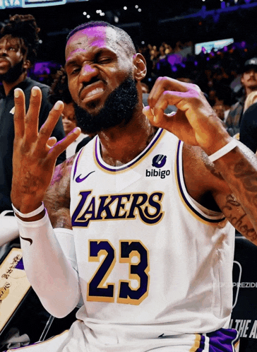 lebron james is wearing a lakers jersey with the number 23