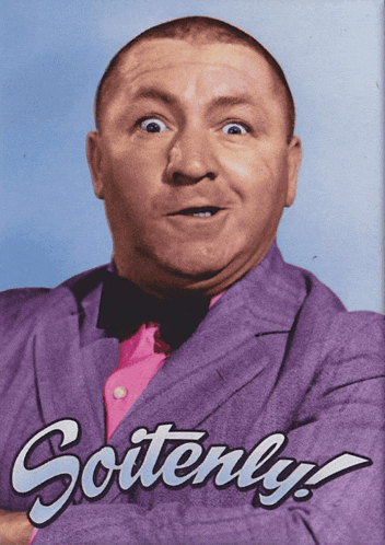 a picture of a man in a purple suit and pink shirt with the words sottenly above him