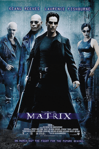 a movie poster for the movie matrix with keanu reeves and laurence fishburne