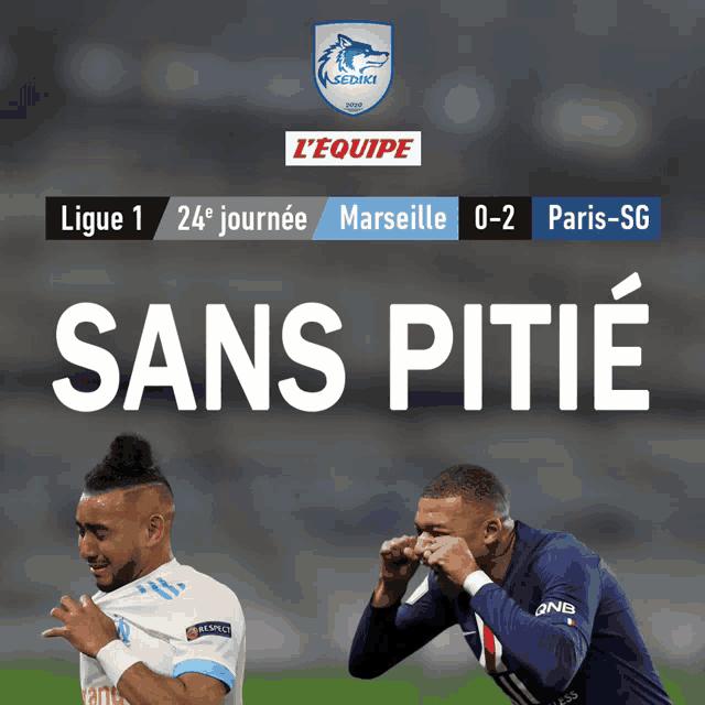 an advertisement for a soccer game between marseille and paris