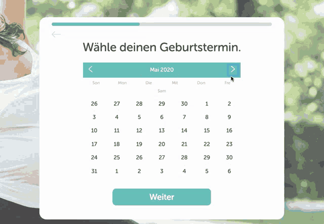 a calendar for december 2020 with a button that says " weiter "