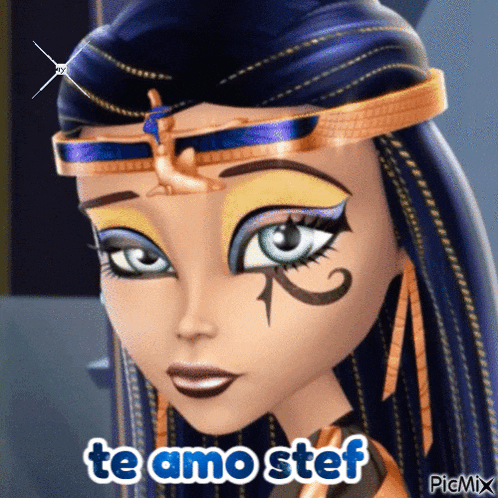 a picture of a monster high character with te amo stef written below her