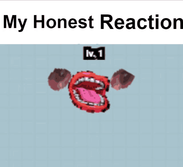 a picture of a face with the words " my honest reaction " on it