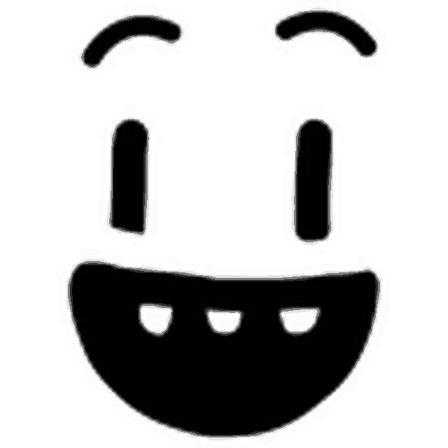 a black and white silhouette of a smiling face with a big smile and a big mouth .