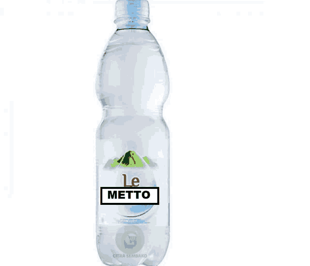 a bottle of le metto water has a mountain on it