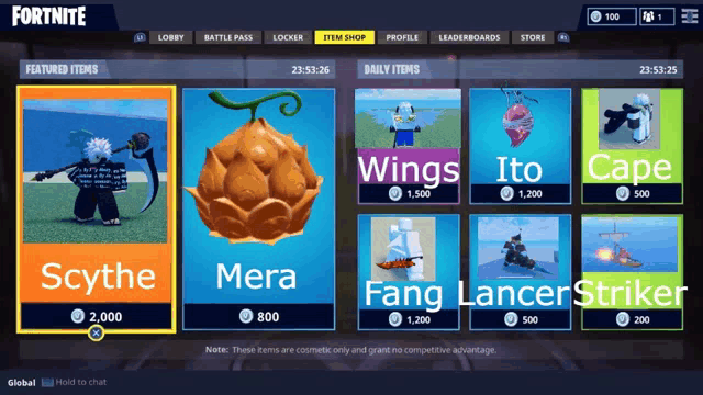 a screenshot of a video game called fortnite showing featured items and daily items