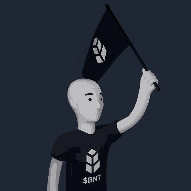 a cartoon character holding a flag that says $ bnt on it