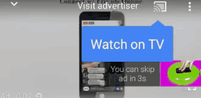 a phone screen with a watch on tv button