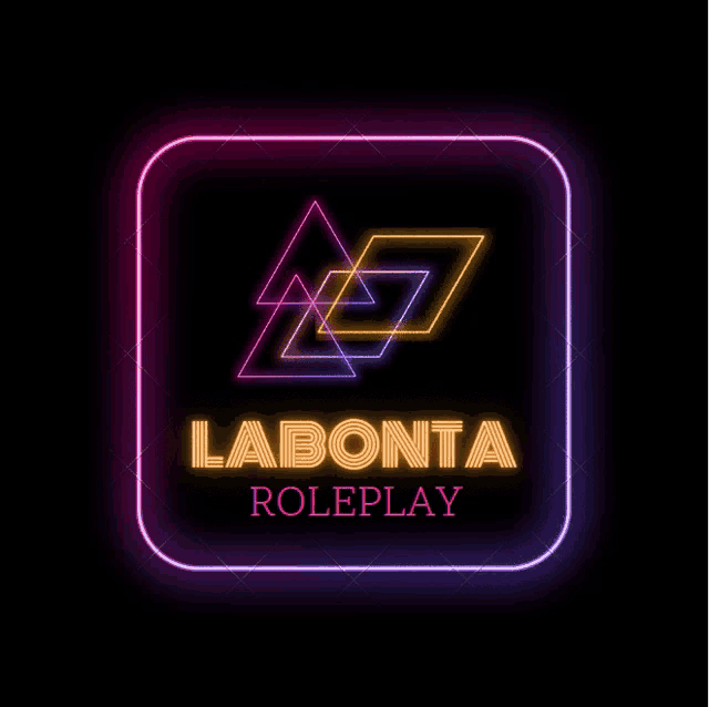 a neon sign that says labonta roleplay with triangles on it